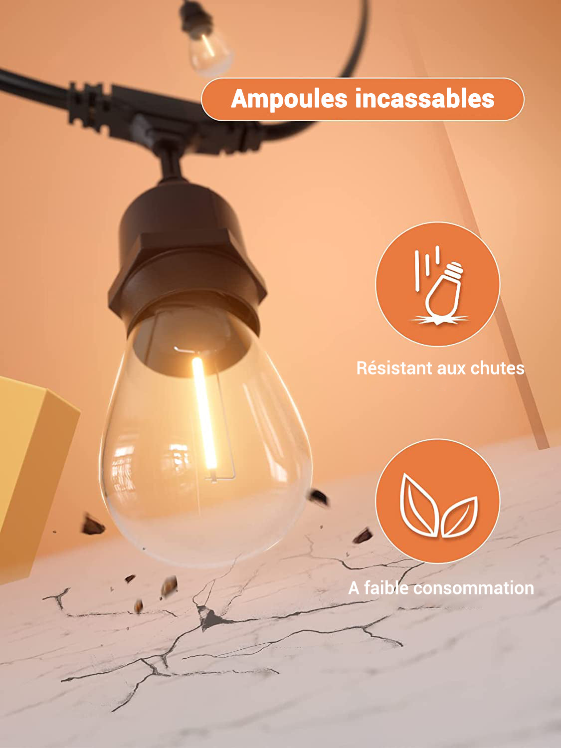 Guirlande Guinguette 220V de 15M et 15 Ampoules