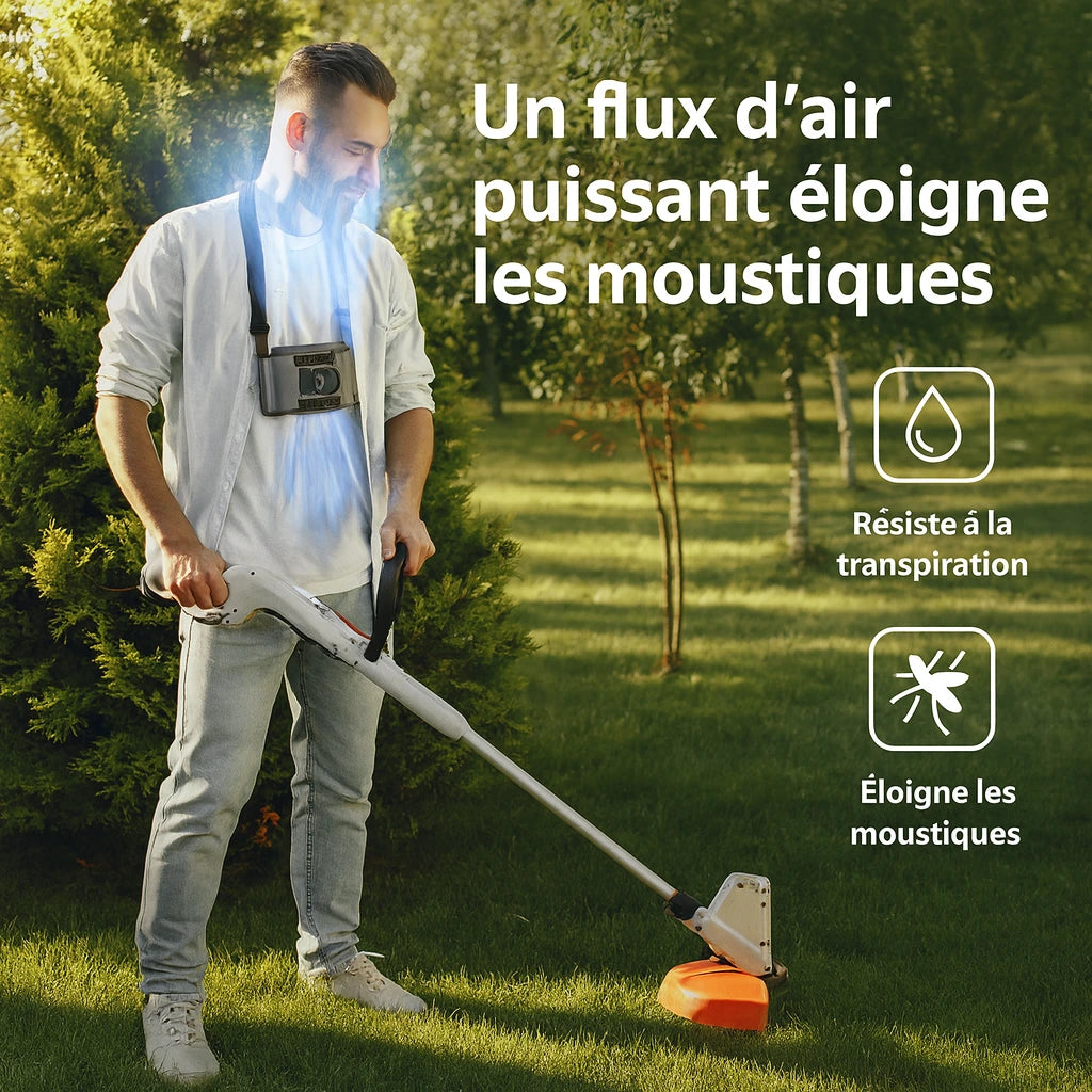 Ventilateur de ceinture 20 000 mAh – mains libres, 10 vitesses