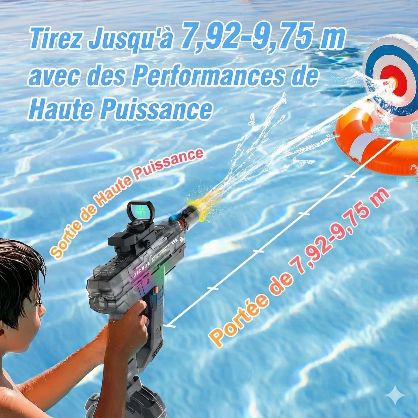 Pack Duo : 2x Pistolets à Eau UZI Électriques "Cracheur de Feu" (Tir Rafale)
