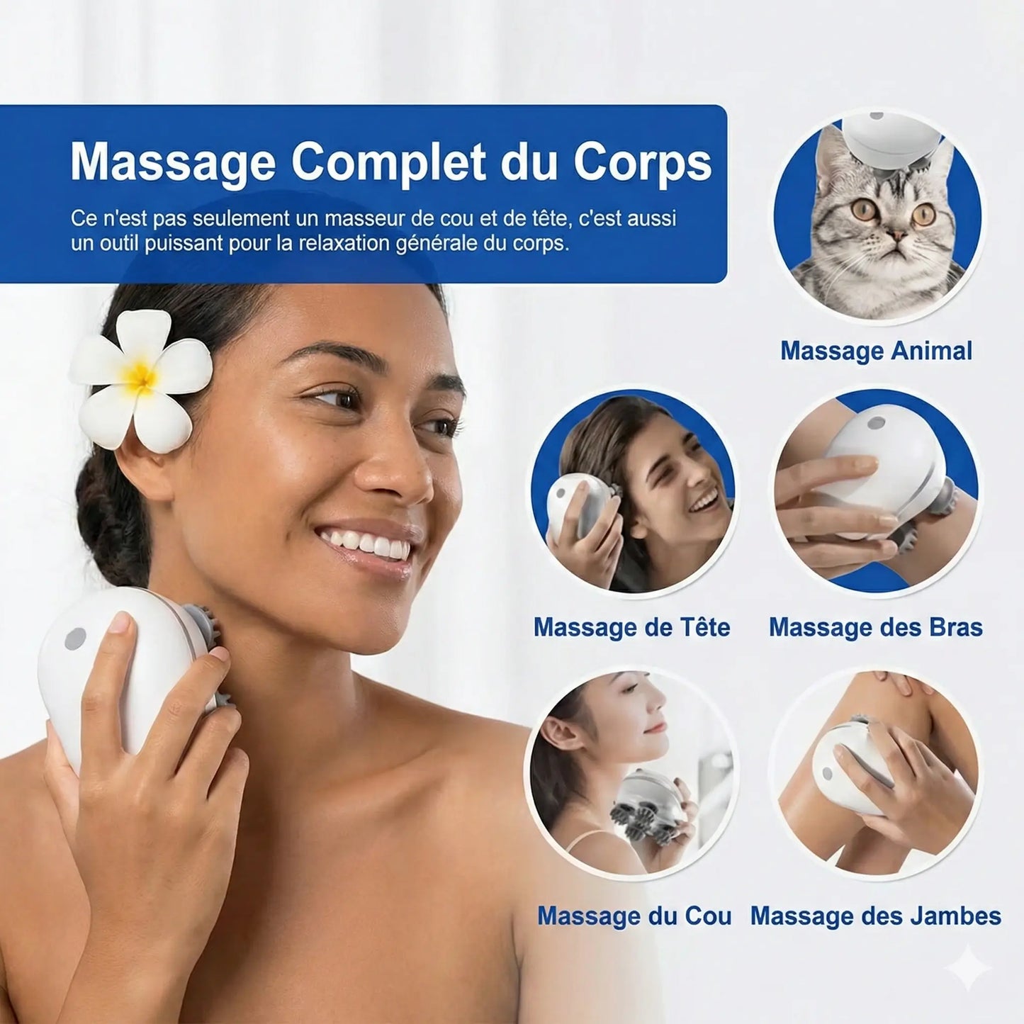 Masseur Cuir Chevelu (LED rouge + chaleur) — 5-en-1