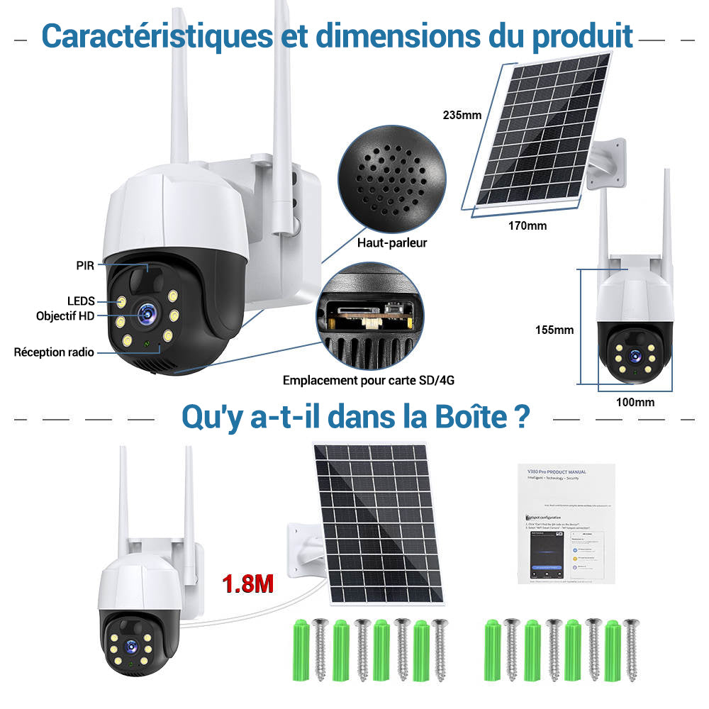 Caméra de sécurité solaire 3MP