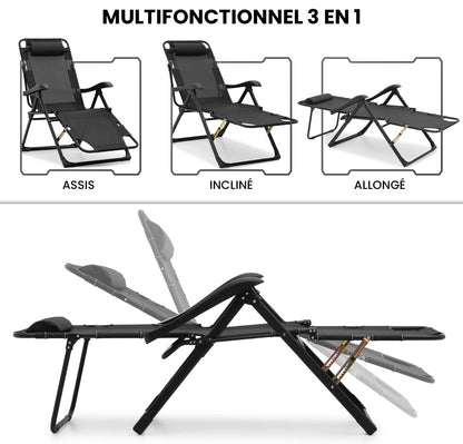 Chaise pliante lit picot avec réglage