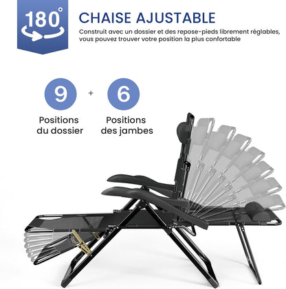 Chaise pliante lit picot avec réglage