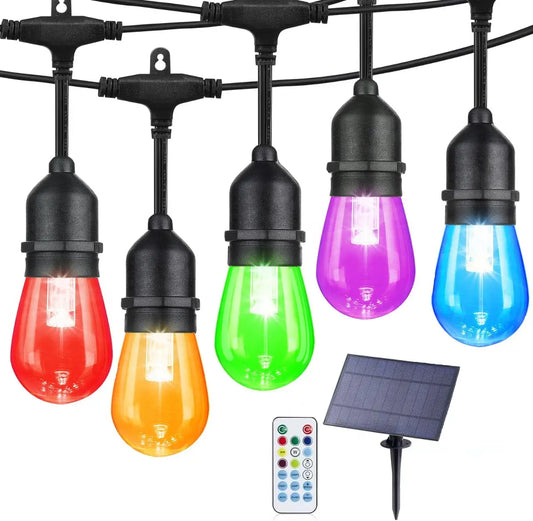 Guirlande solaire couleur RGBW - 15M & 15 Ampoules