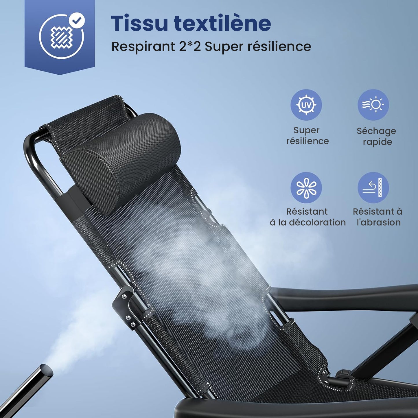 Chaise pliante lit picot avec réglage