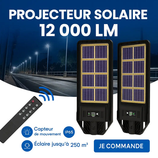 Projecteur Solaire LED 400W 12000 lm avec Détecteur