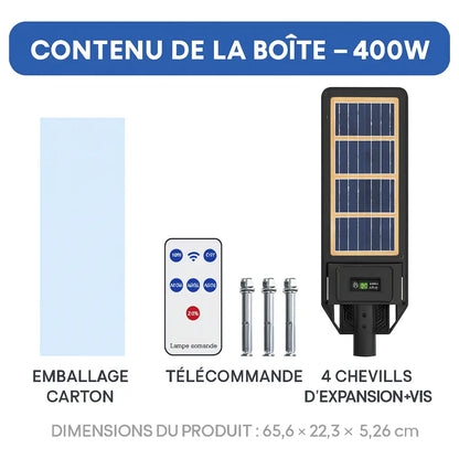 Projecteur Solaire LED 400W 12000 lm avec Détecteur