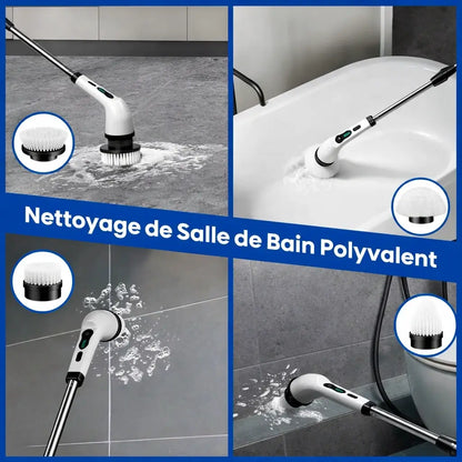 Brosse Électrique Rotative 8 Têtes – Manche 125 cm
