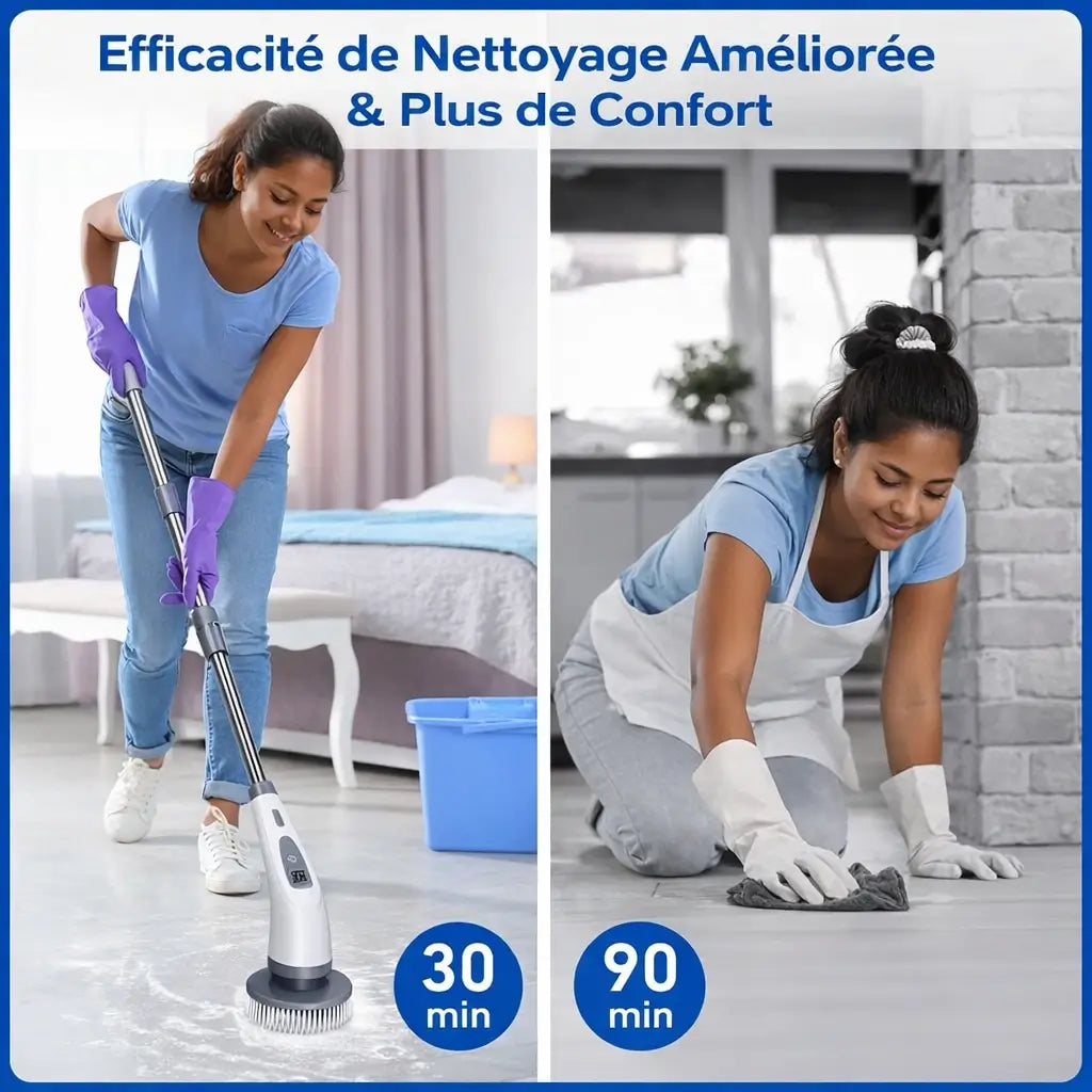 Brosse Électrique Rotative 8 Têtes – Manche 125 cm