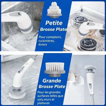 Brosse Électrique Rotative 8 Têtes – Manche 125 cm