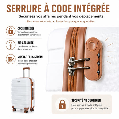 Set de Valise de Voyage Rigide à Roulettes 360°