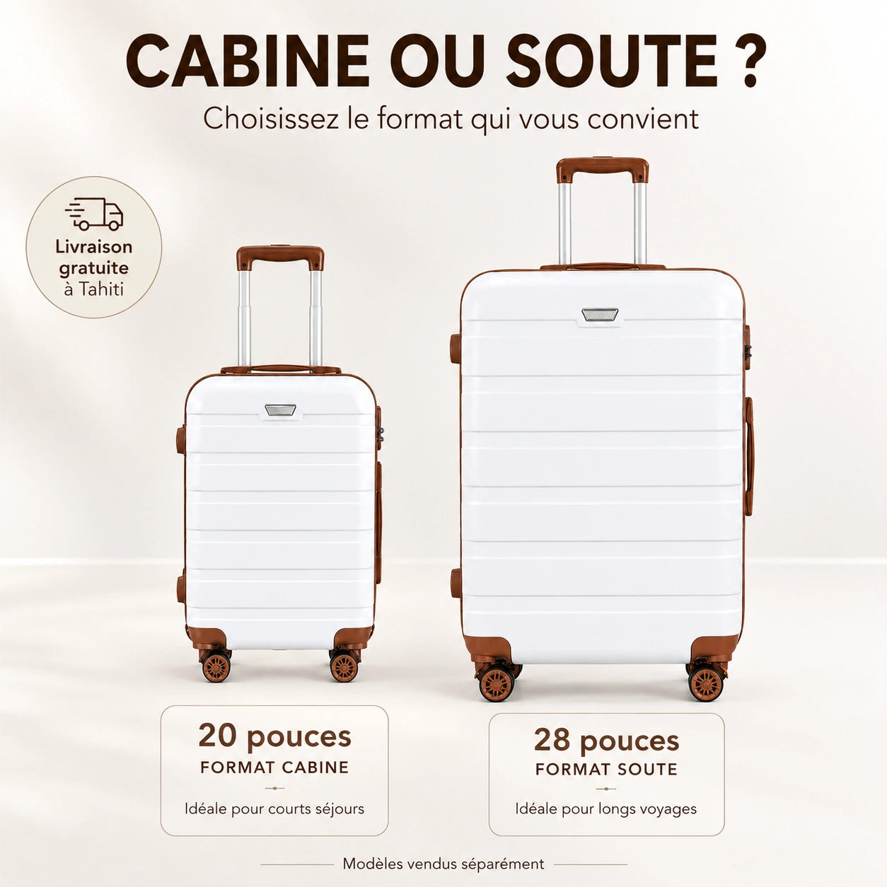 Set de Valise de Voyage Rigide à Roulettes 360°