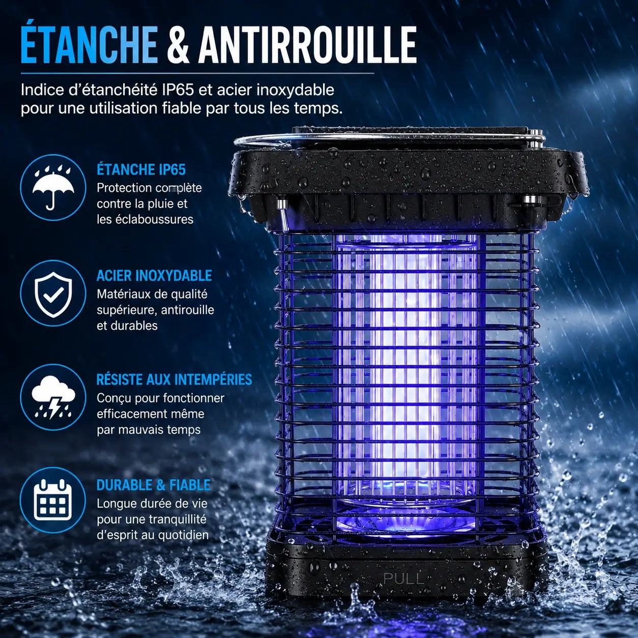 Tue-Moustiques Solaire & Électrique 1300V — IP65, Protection 360°