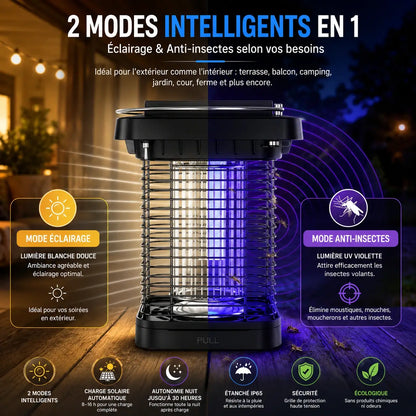 Tue-Moustiques Solaire & Électrique 1300V — IP65, Protection 360°