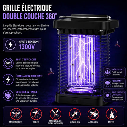 Tue-Moustiques Solaire & Électrique 1300V — IP65, Protection 360°
