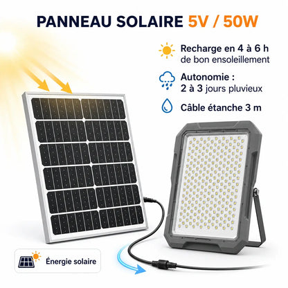 Projecteur Solaire LED 800W IP65 avec Télécommande