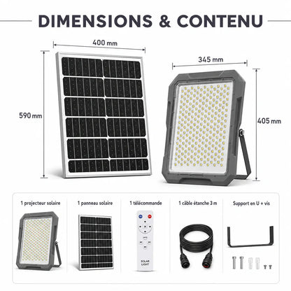Projecteur Solaire LED 800W IP65 avec Télécommande