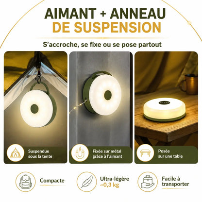 Lampe Camping LED 4-en-1 avec Guirlande Lumineuse Rechargeable