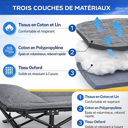 Lit de camping pliant confort – 250 kg