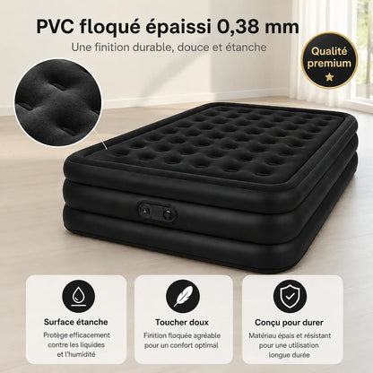 Matelas Gonflable 2 Places – Pompe USB Rechargeable & Arrêt Auto | Camping & Maison