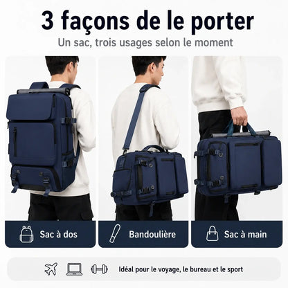 Sac de Voyage 3-en-1 Imperméable – Port USB & Compartiment Chaussures
