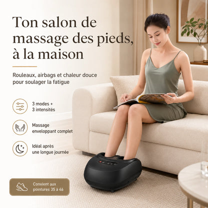 Masseur de Pieds Électrique Shiatsu – Chaleur 3 Niveaux & Airbags | Rouleaux + Minuterie