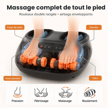 Masseur de Pieds Électrique Shiatsu – Chaleur 3 Niveaux & Airbags | Rouleaux + Minuterie