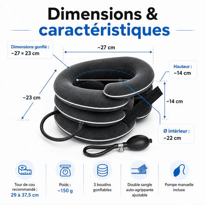 Coussin de Traction Cervicale Gonflable – Détente Nuque & Épaules | Ajustable & Nomade