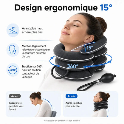 Coussin de Traction Cervicale Gonflable – Détente Nuque & Épaules | Ajustable & Nomade