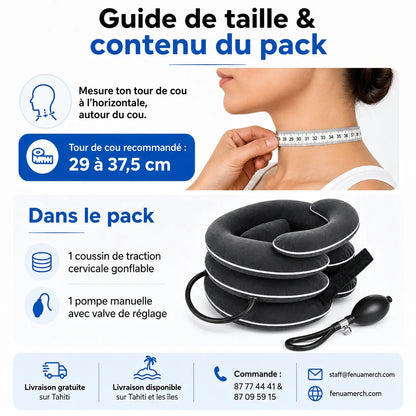 Coussin de Traction Cervicale Gonflable – Détente Nuque & Épaules | Ajustable & Nomade