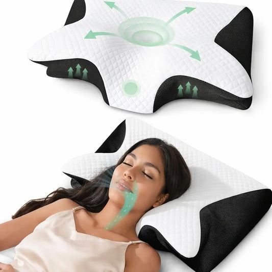 Oreiller Cervical Ergonomique 2-en-1 (Mémoire de Forme)