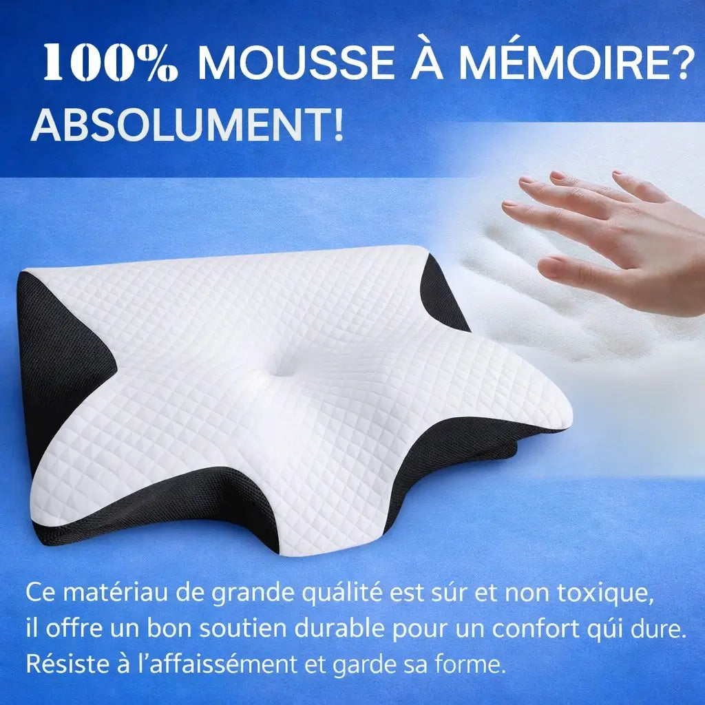 Oreiller Cervical Ergonomique 2-en-1 (Mémoire de Forme)