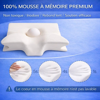 Oreiller Cervical Ergonomique 2-en-1 (Mémoire de Forme)