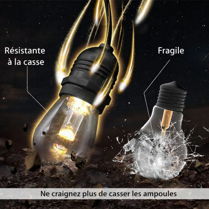 Guirlande solaire couleur RGBW - 15M & 15 Ampoules