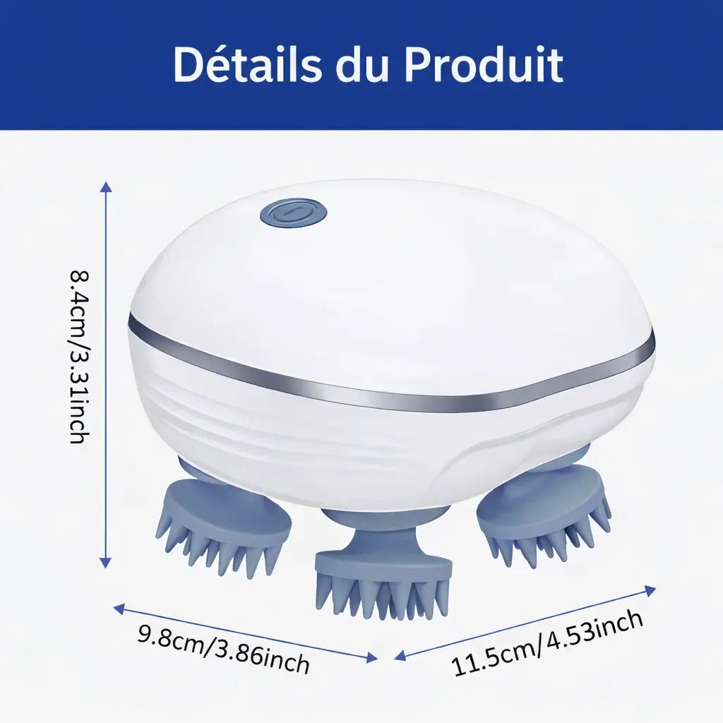 Masseur Cuir Chevelu (LED rouge + chaleur) — 5-en-1