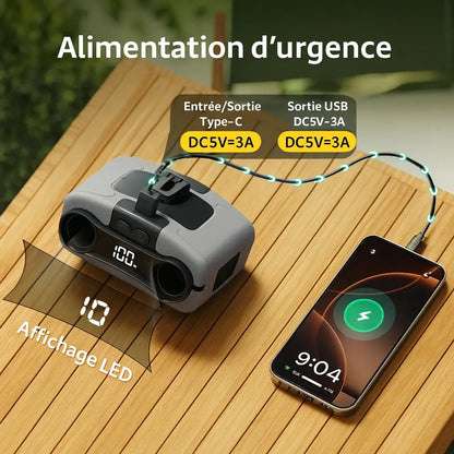 Ventilateur de ceinture 20 000 mAh – mains libres, 10 vitesses