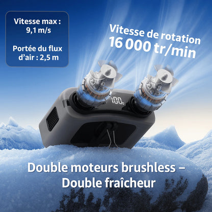 Ventilateur de ceinture 20 000 mAh – mains libres, 10 vitesses