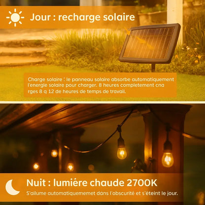 Guirlande solaire de 15M & 15+1 Ampoules