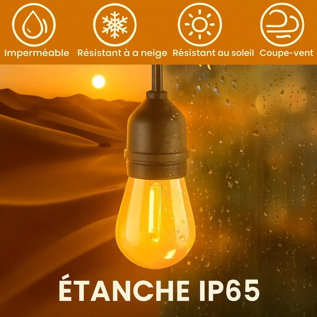 Guirlande solaire de 15M & 15+1 Ampoules