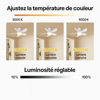 Ventilateur plafond sur douille E27 – LED dimmable + télécommande