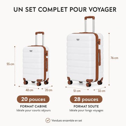 Set de Valise de Voyage Rigide à Roulettes 360°
