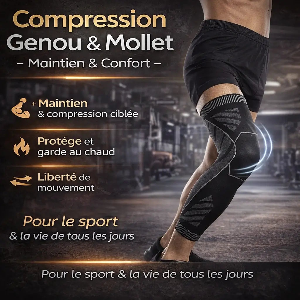 Manchon de Compression Genou & Mollet – Sport (M/L/XL)