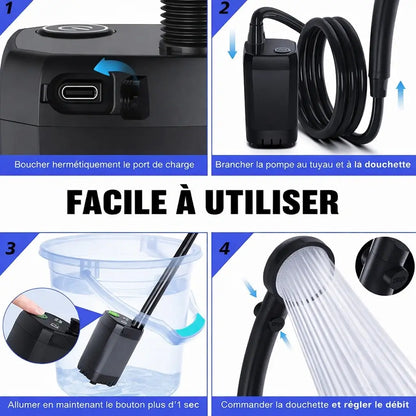 Douche Portable Rechargeable 6000 mAh – 4 Modes