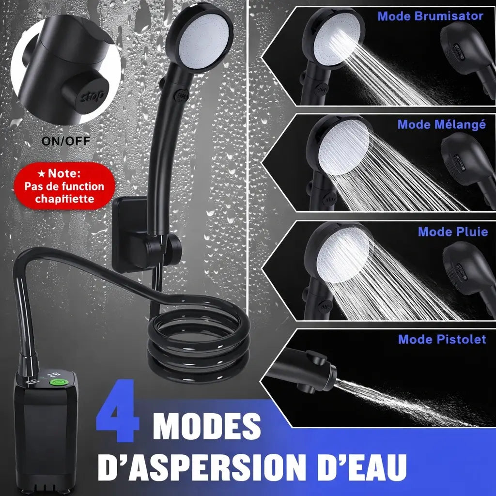 Douche Portable Rechargeable 6000 mAh – 4 Modes