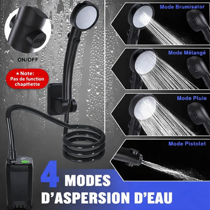 Douche Portable Rechargeable 6000 mAh – 4 Modes