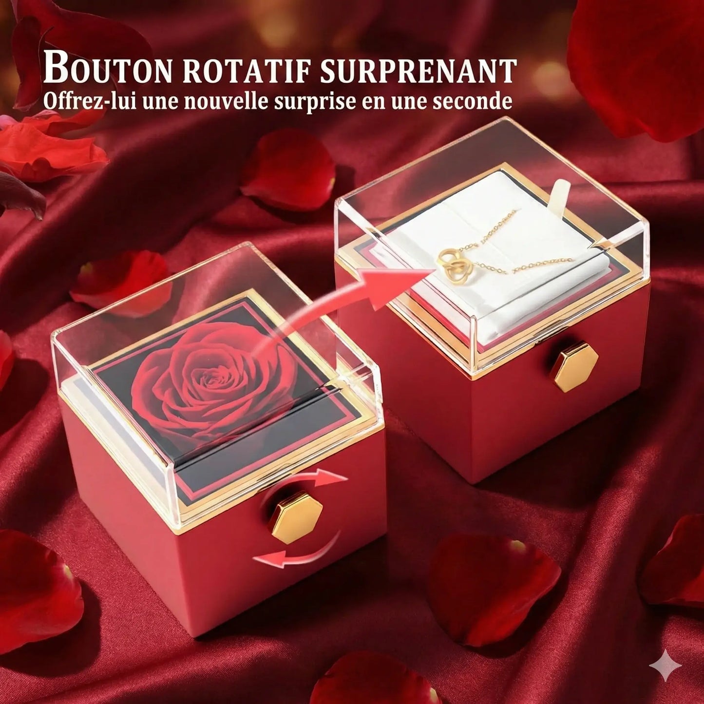 Cadeau Proposition : Cœur de rose Rotatif Acrylique