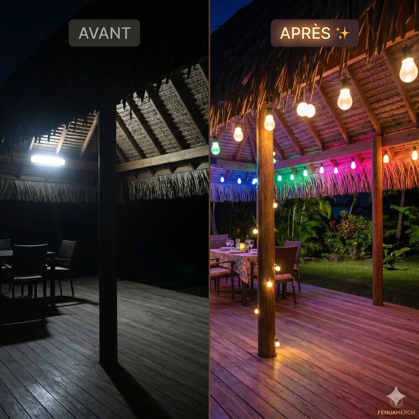 Guirlande solaire couleur RGBW - 15M & 15 Ampoules