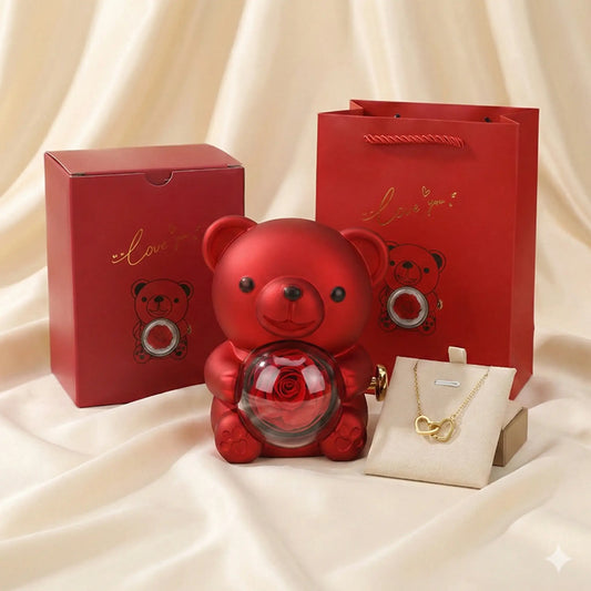 Coffret Ours & Rose – Bijou Surprise