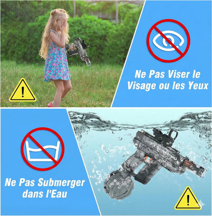 Pack Duo : 2x Pistolets à Eau UZI Électriques "Cracheur de Feu" (Tir Rafale)
