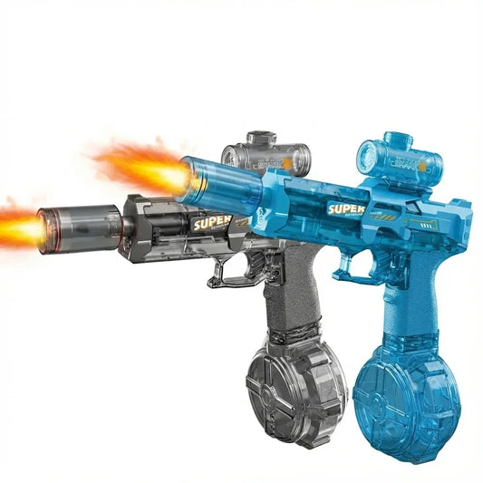 Pack Duo : 2x Pistolets à Eau UZI Électriques "Cracheur de Feu" (Tir Rafale)